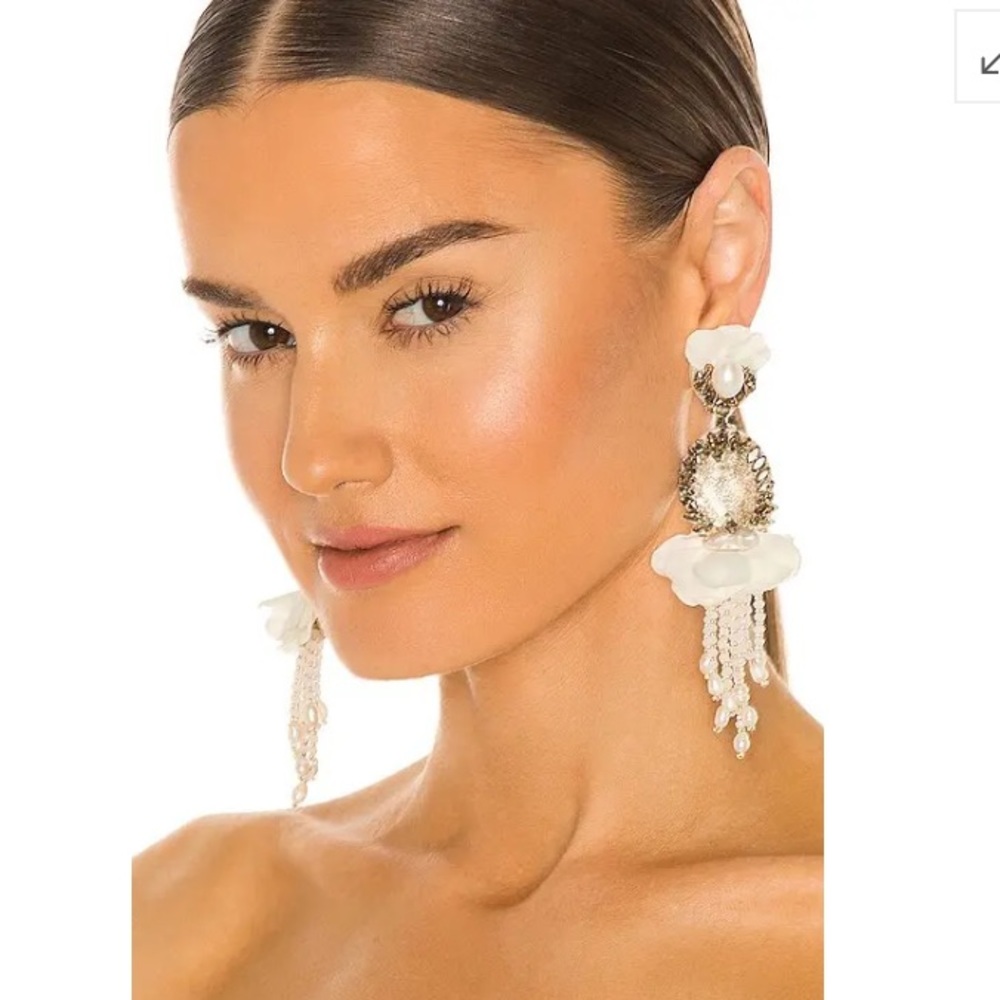 Burnt Crystal and Petal Earrings in Pearl